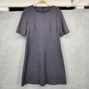 Peserico Slate Gray Short-Sleeve Midi Dress